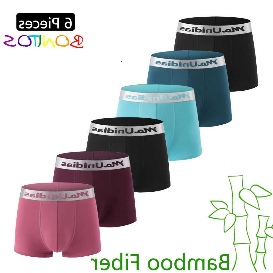 Fiber Underpants 6Pcs Men's Bamboo Panties Letter Waistband Boxers Underwear For Man Underpants Solid Color Men Boxer Briefs D260918