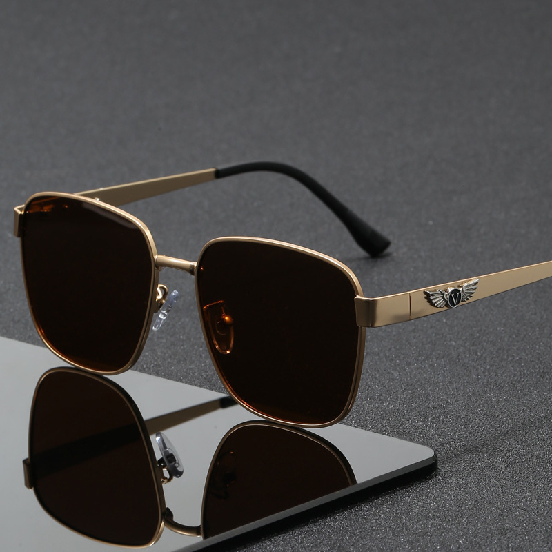 Premium Brand Designer Sunglasses 2026 New Men's Square Sunglasses Polarized UV Protection Driving Glasses With Wing Decoration For A Slimming