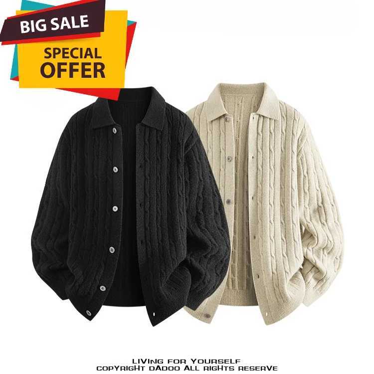 Single Breasted Cardigan for Men Harajuku Slim Fit Knitted Jackets Man Outerwear Sweater Coat Autumn Winter Streetwear Cardigans S260918C94W