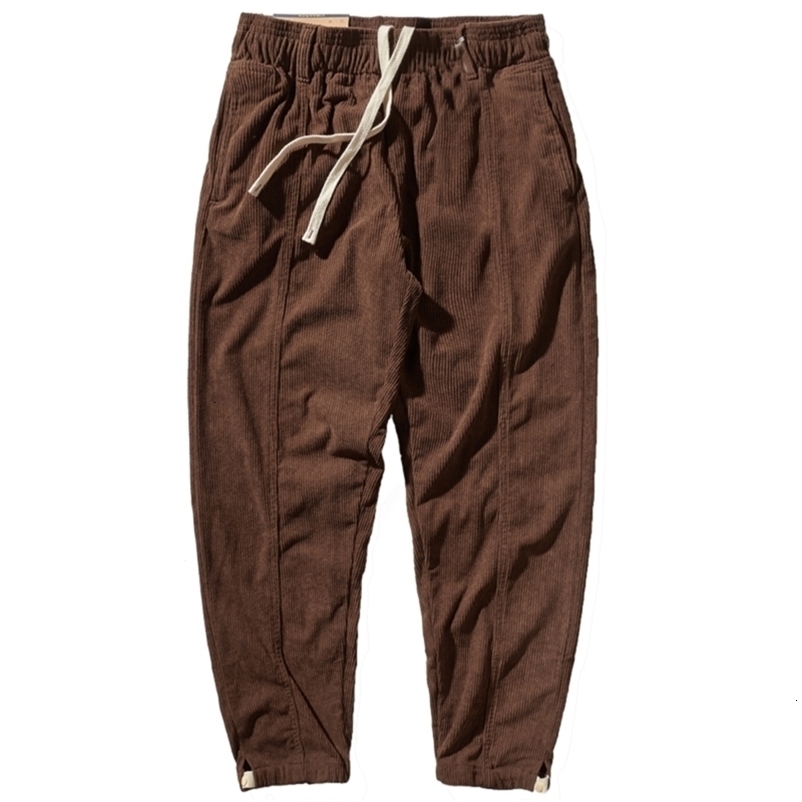 Corduroy pants men's elastic waist autumn sweatpants loose bundle feet overalls 260917