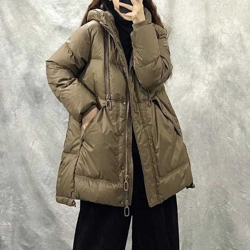 New 2023 Winter Fashion Parkas Womens Warm Loose Duck Down Jackets Ladies Casual Hooded Coats Vintage Snow Clothing H260917