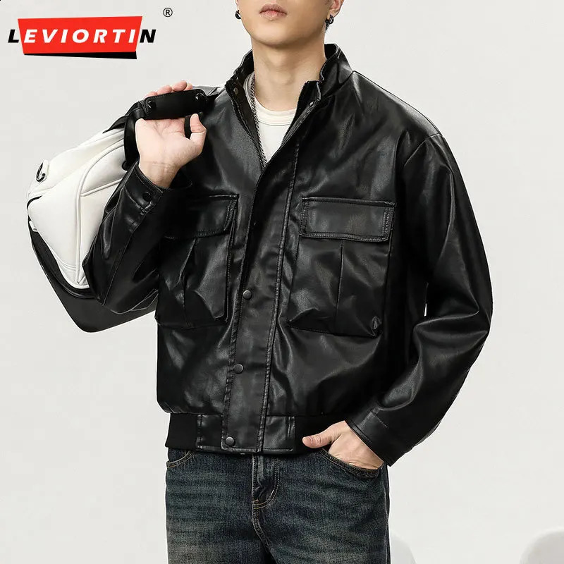 Men's Autumn American Retro Loose Trendy Jacket High end Pilot Fashion Versatile Double Pocket n Leather Jacket 260917
