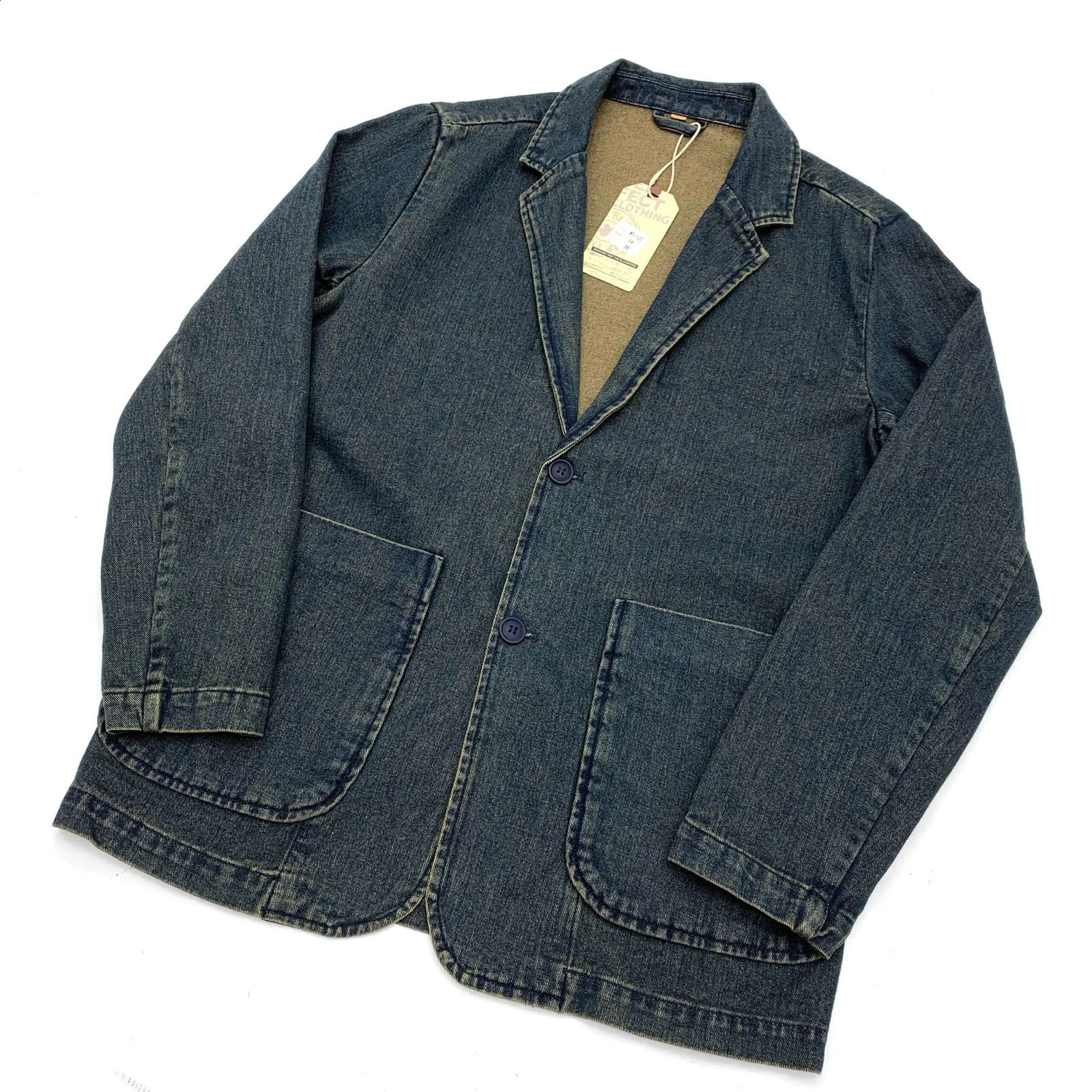 Men's Casual Denim Single Blazer Jacket Vintage Washed Distressed Overshirt Loose Fit Workwear Suit Coats 260917