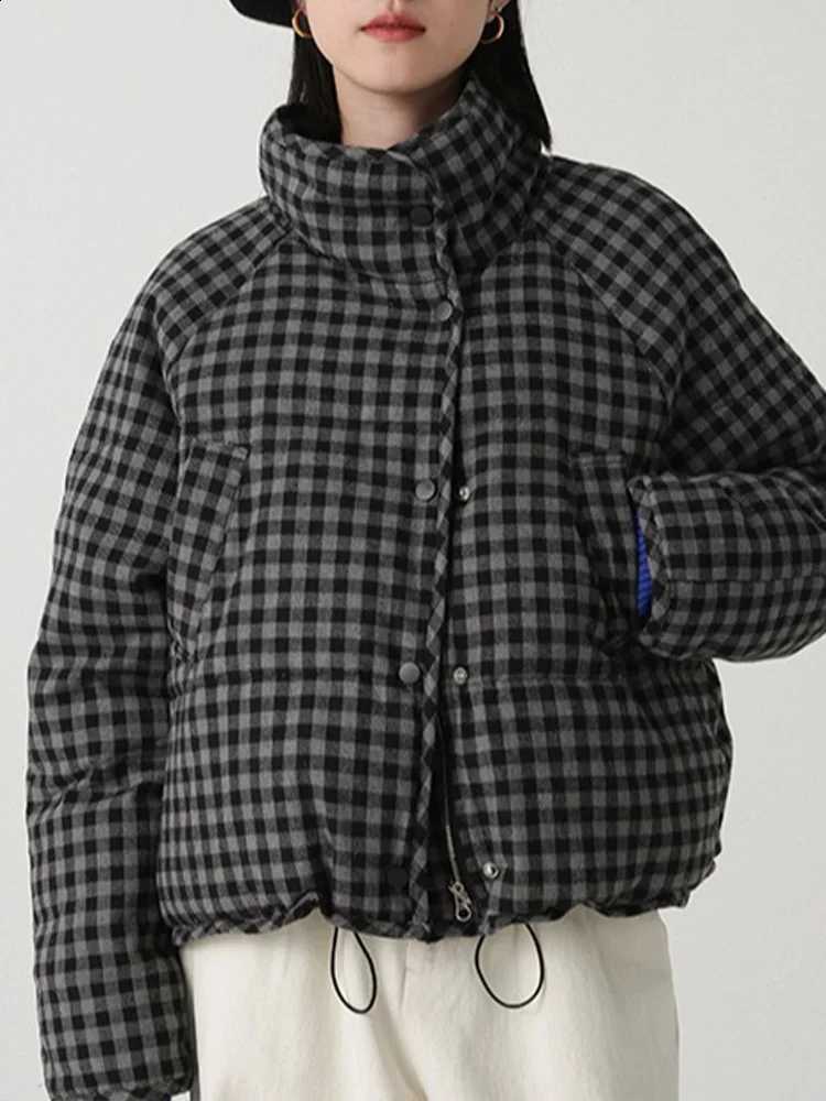 Women's Black White Hooded Puffer Jacket Y2K American High Street Fashion Retro Top Winter Warm Cotton Coat Parka Outerwear 2026 H2609171