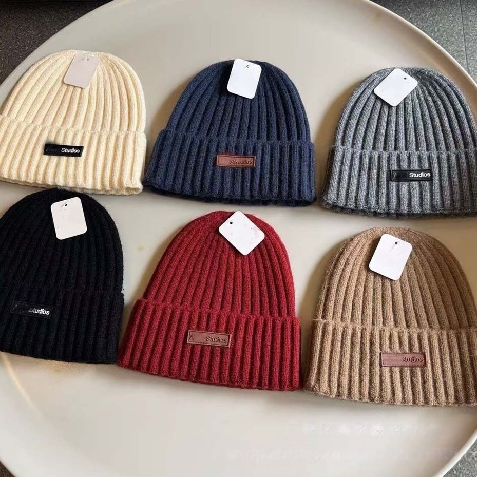 Beanie Men Hats Winter Or Women's Wool Cap Fashionable Simple Solid Color Knitted Thick And Warm Suitable Daily Wear