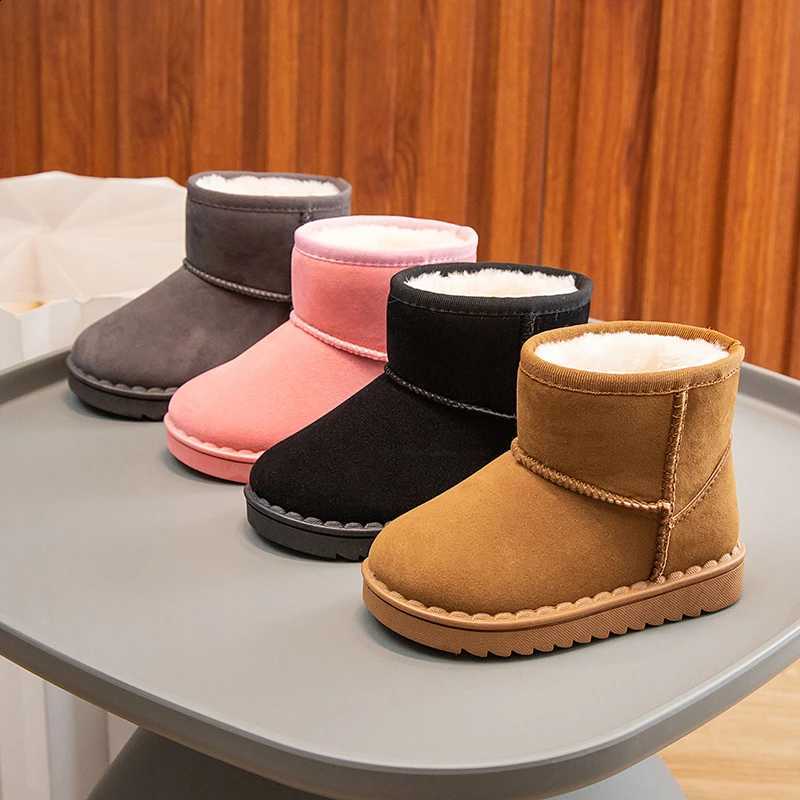 Children Snow Boots Concise Style Plush Chunky Winter Kids Short Boot Solid Color Slip-on Unisex Classic Boys Girls Shoes 23-36 X260917