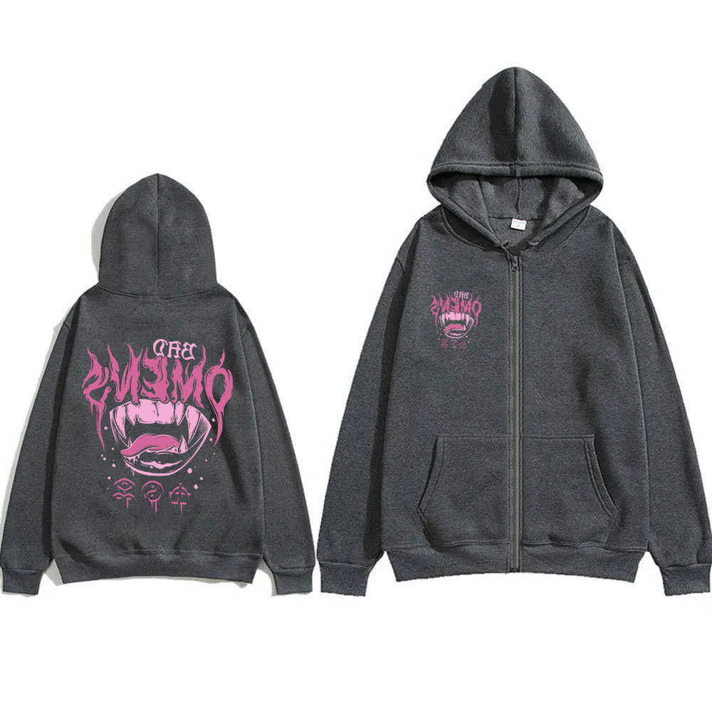 Omens Christmas Bad hoodie Limited Band Zipper Hoodie Men Women Rock Vintage Oversized Zip Up Jacket Male Fleece Cotton Zip Up Hoodies Streetwear C2