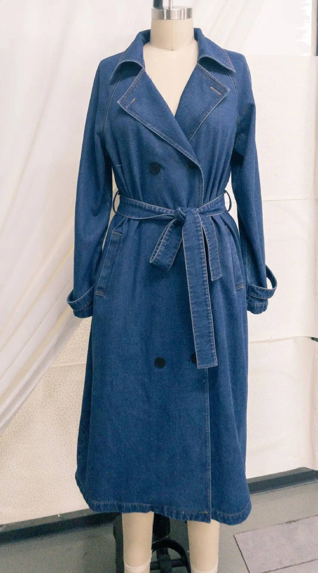 2026 Womens Denim Long Coat Autumn Winter Fashion Trench Cardigan Jacket Tops European American Street Trend Clothing 260918