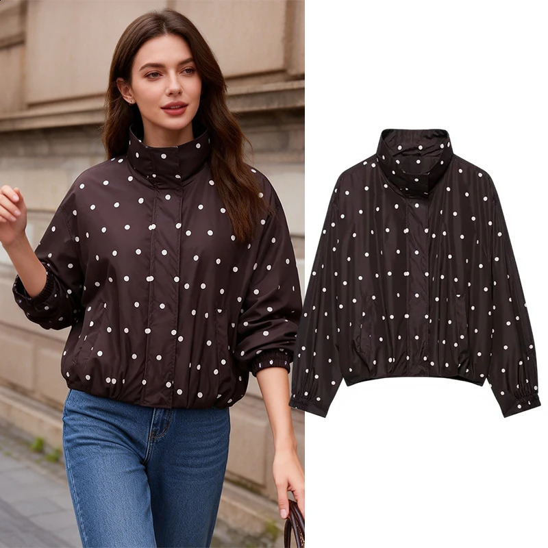 Women's Jackets Coats Fashion Loose Polka Dot Jacket Women's Autumn Coat Casual Outerwear 260917