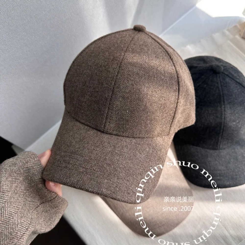 Hard Cap Structured Herringbone Wool Top Baseball Hat for Men Women Classic British Ivy Newsboy Winter Peaked Cap J260917