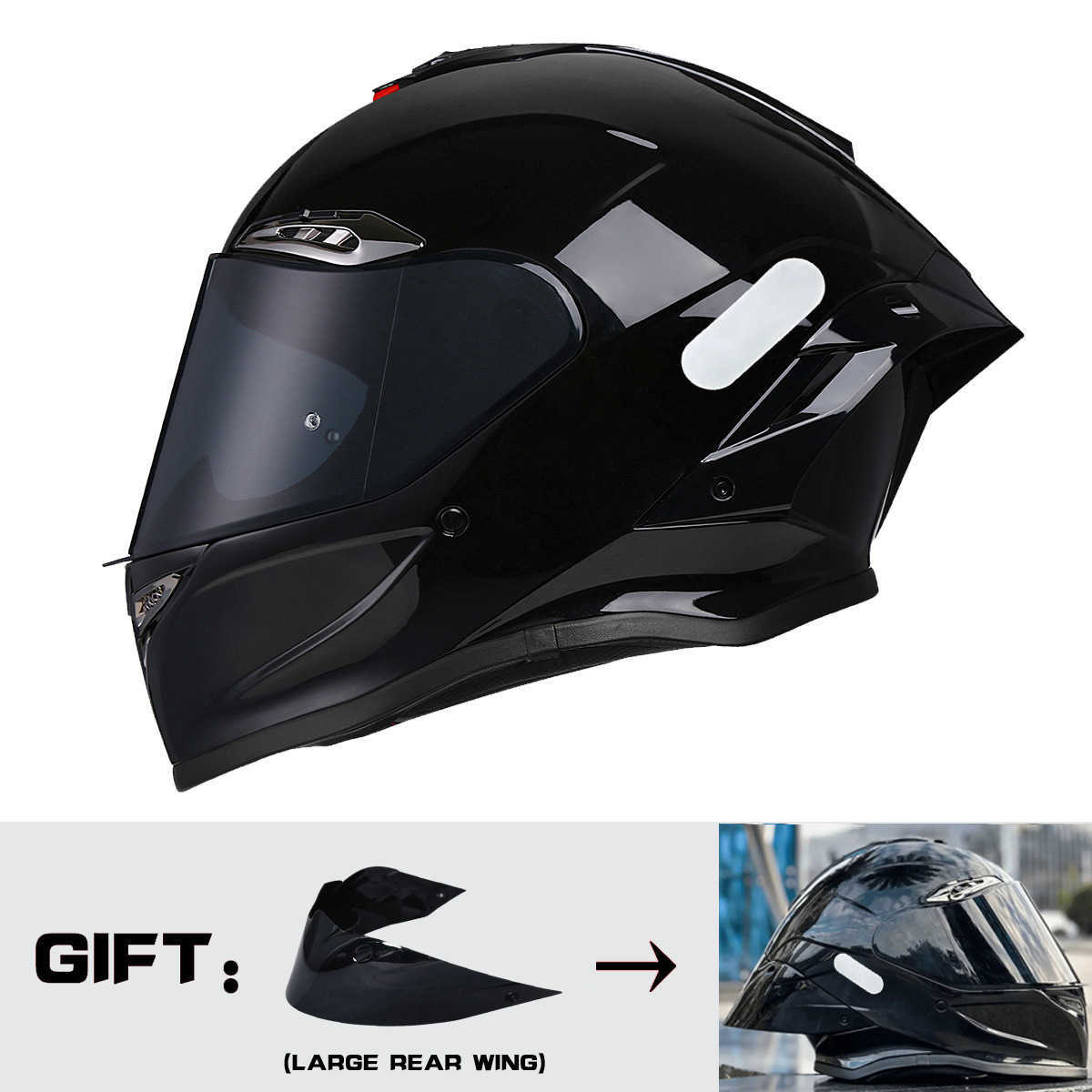 NB full-face helmet with large tail wing R50 racing/cruiser motorcycle helmet DOT certified suitable for spring and autumn R50 L26917