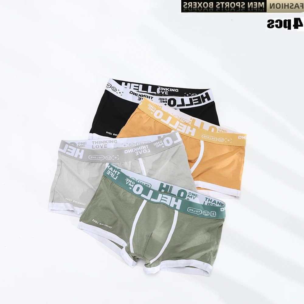 4Pcs Men's Cotton Underwear Underpants BoxerShorts Man Panties Mens Boxers Breathable U Convex Comfort Male Underpants Sexy Male Boxers D260918