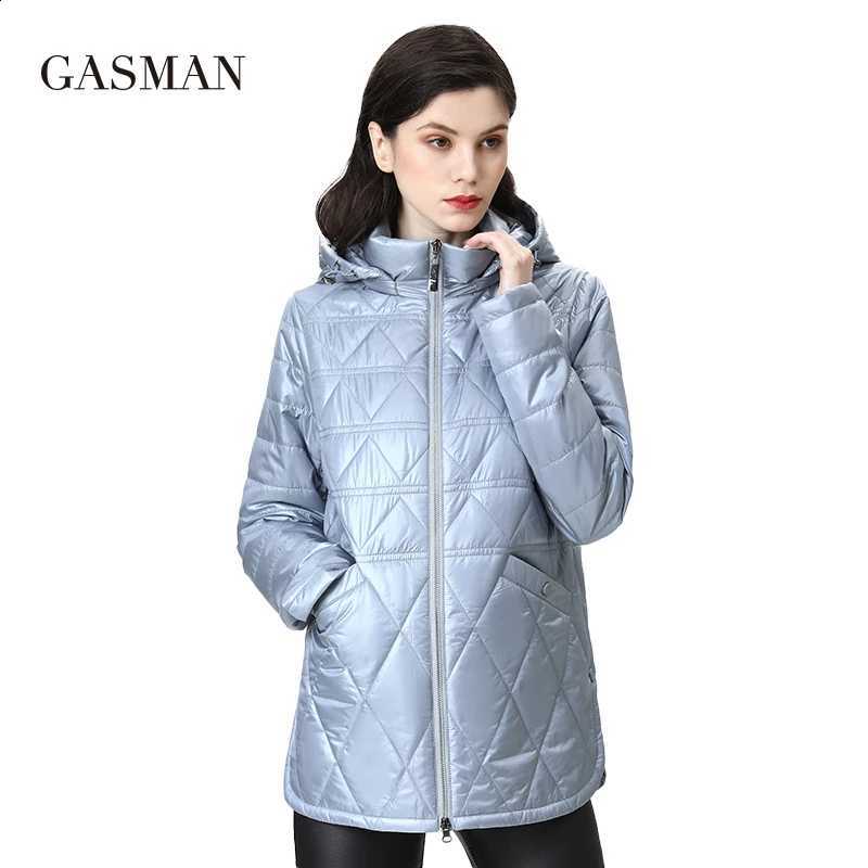 GASMAN 2022 NEW Spring Autumn Jackets Short fashion zipper Women coat Lightweight warm Women's jacket Hooded outwear 81071 H260917