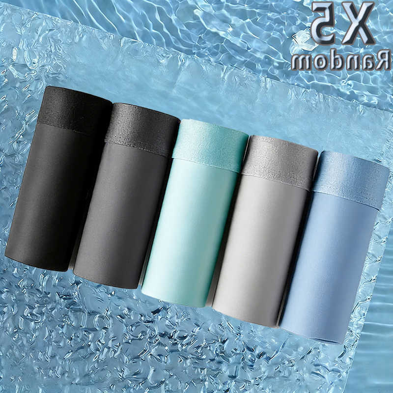 Men's 5pcs/set Underpants Ice Random Silk Underwear Breathable Summer Thin Trendy Large Size Pants Quick Drying Men Boxer Shorts D260918