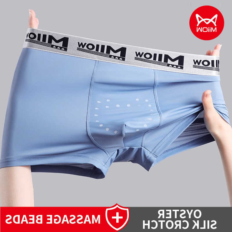 Men 3/4Pcs Underpants Underwear MiiOW 10A Antibacterial Men's Panties Mesh Breathable Crotch Mens Underpants Silky Seamless Man Boxershorts D26