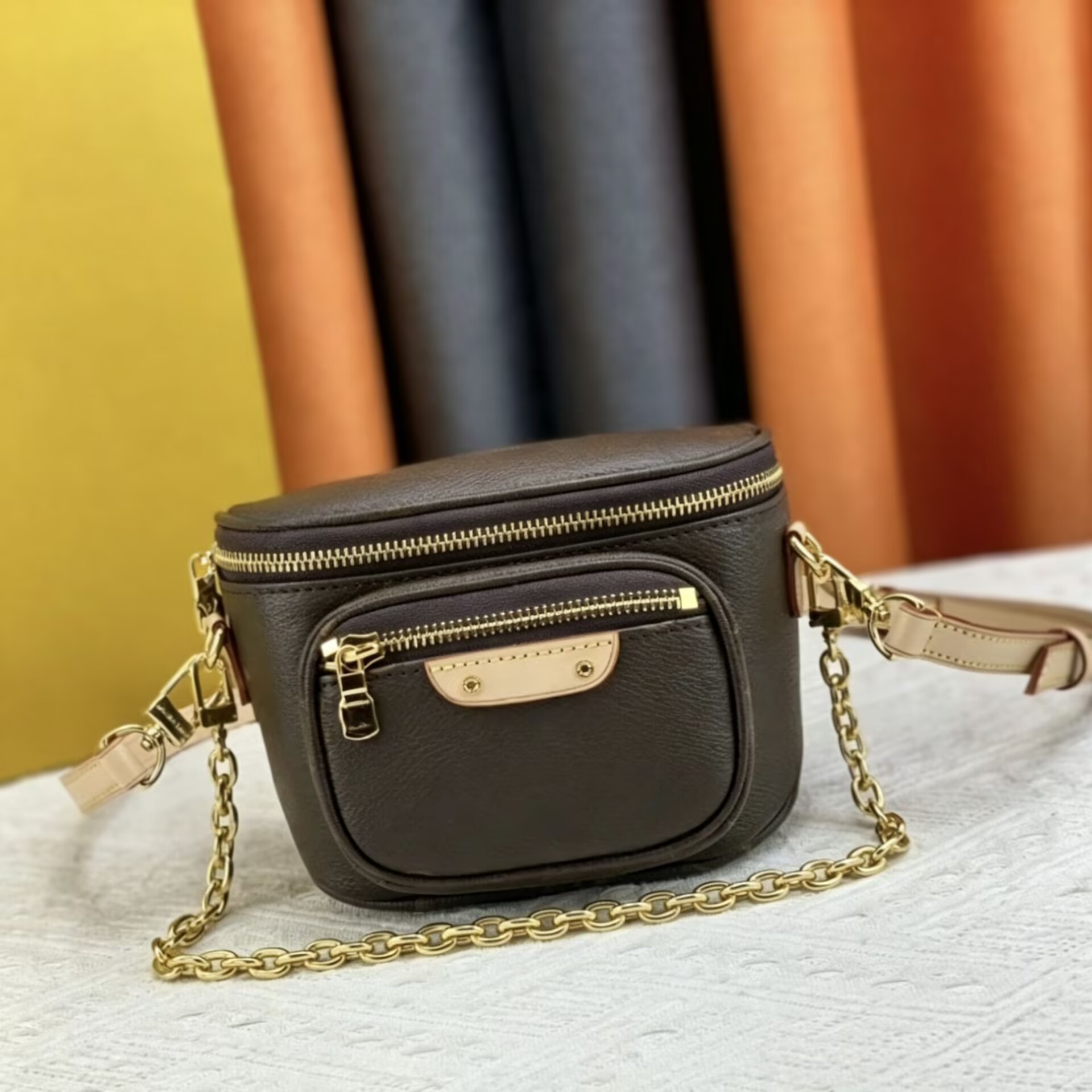 Mini Bum Bags High Quality Womens Leather Crossbody Chain Bag - Designer Belt Bag Mini Fanny Pack Purse