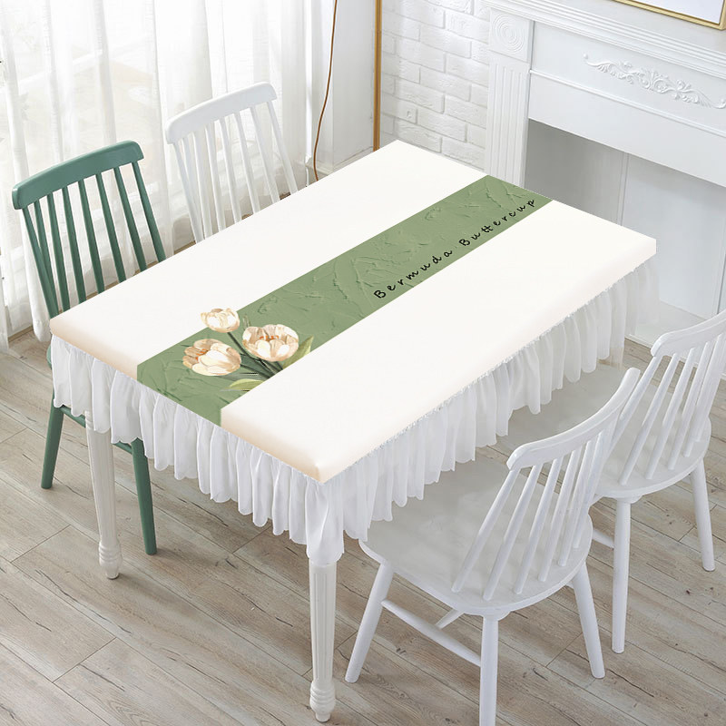 YL-39201 Custom Cream Style Tablecloth Rectangular Oil Proof Waterproof and Maintenance Free Wipe Clean Minimalist New Design
