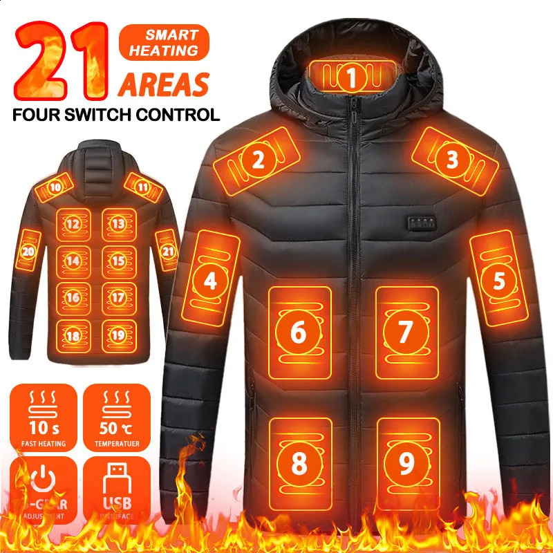 9/19 Areas Heated Jacket Women's Warm Vest USB Men's Heating Jacket Heated Vests Coat Hunting Hiking Camping Autumn Winter Male 260917