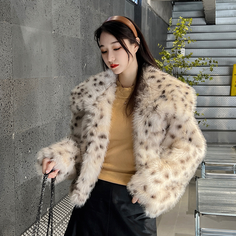 Leopard Print Square Short High Waisted Coat For Petite Women Winter Fashion Outerwear For Commuting Shopping Hangout Weekend Activities And Daily C