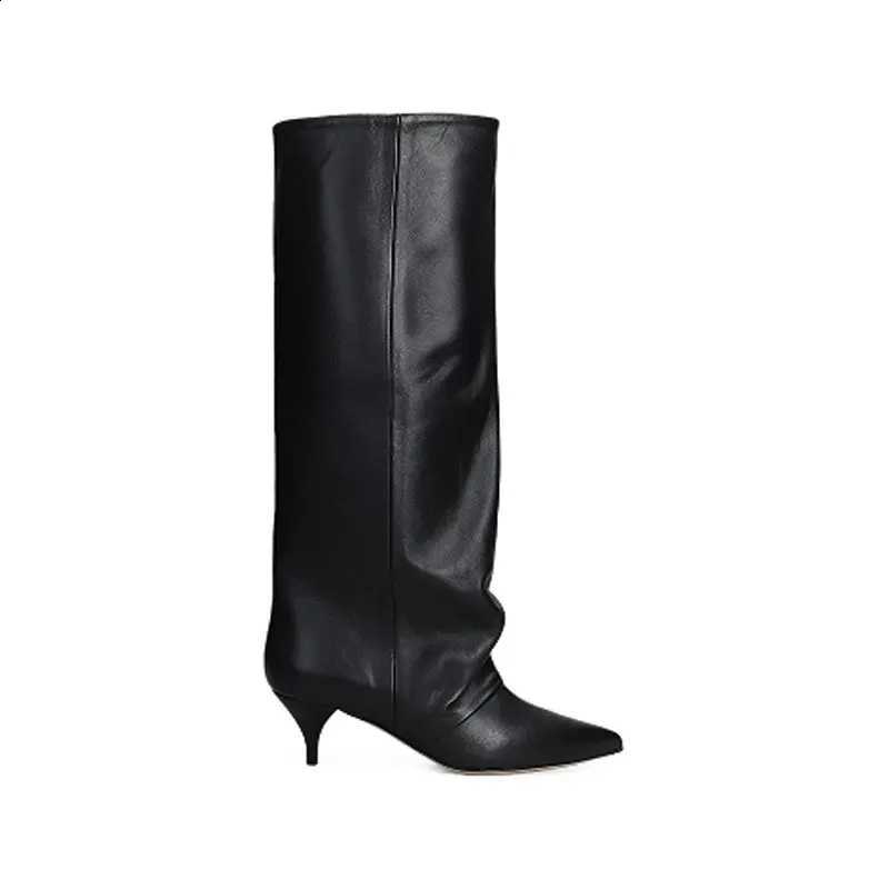Winter 2026New Autumn Pointed and Low Heel Knee High Women's Boots fashionable and Versatile Women's Mid Top Boots D2609161