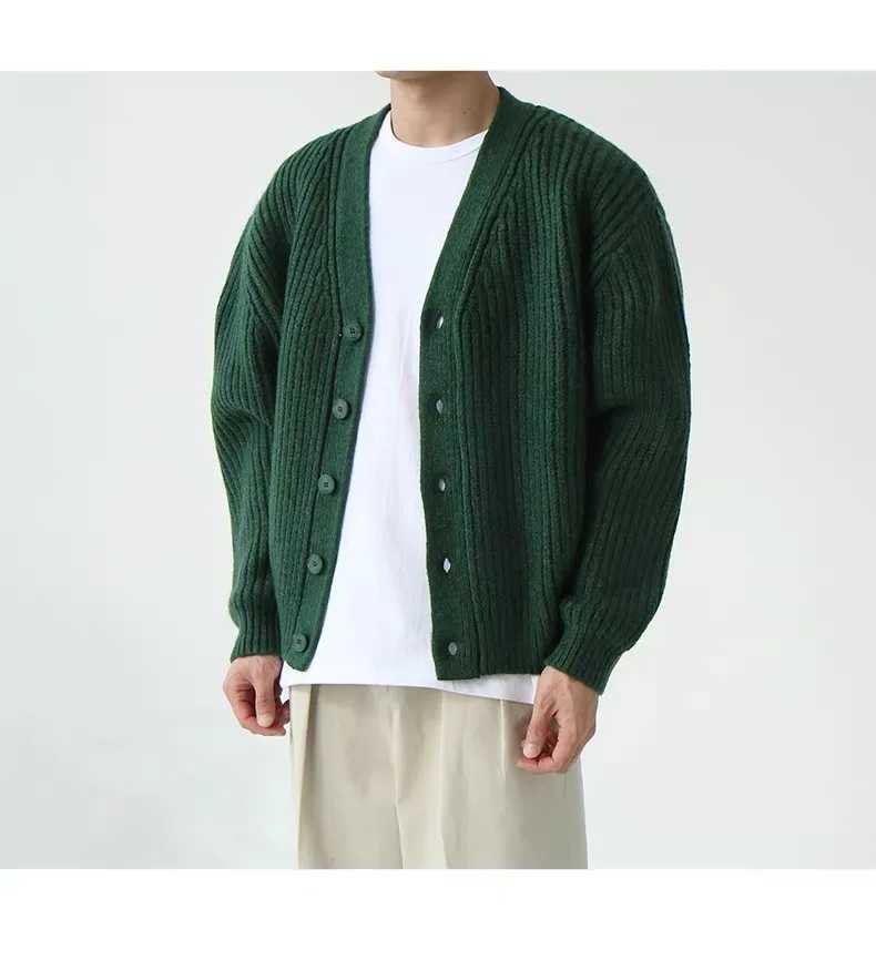Spring and autumn new cashmere sweater men's loose wild solid color knitted cardigan jacket S260918LZ8E