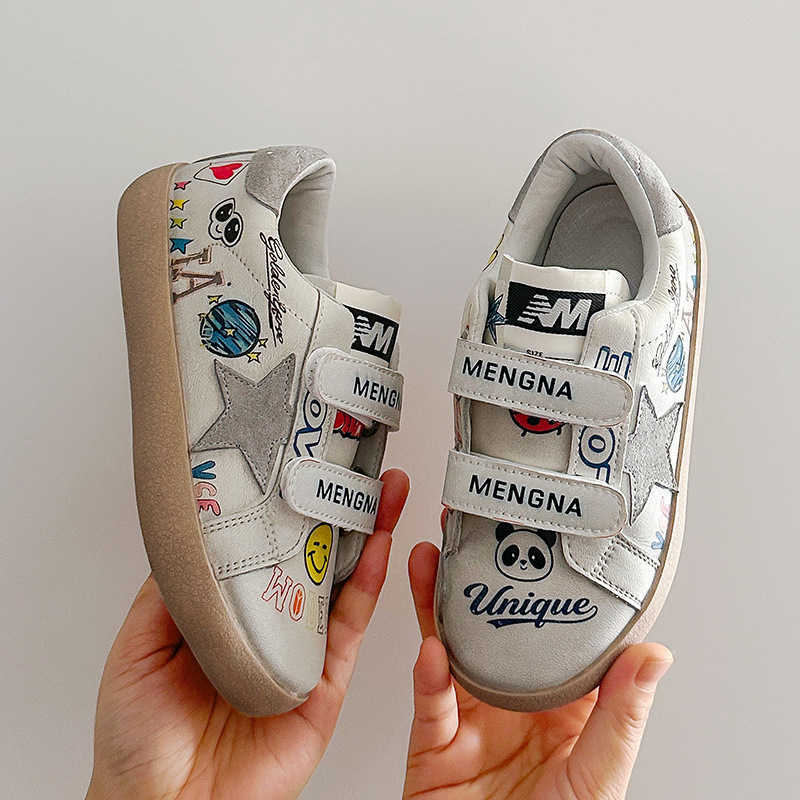 Children's sneakers 2026 spring and autumn new style graffiti dirty shoes for boys and girls with velcro casual star sneakers L2609186Z7W