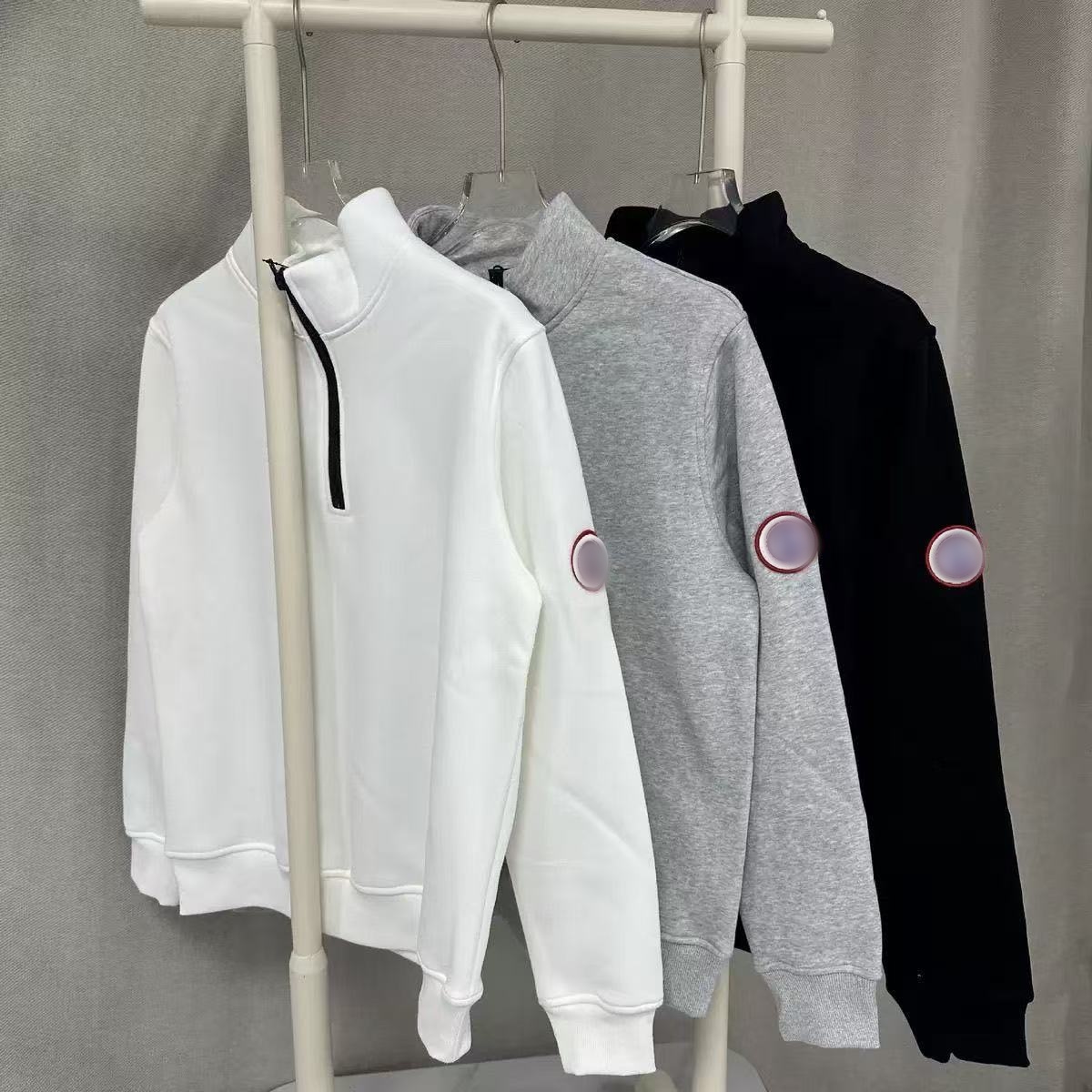 Designer hoodie tracksuit new solid color men's jacket stand collar loose long sleeved sportswear casual same style half zip hoodie for men and
