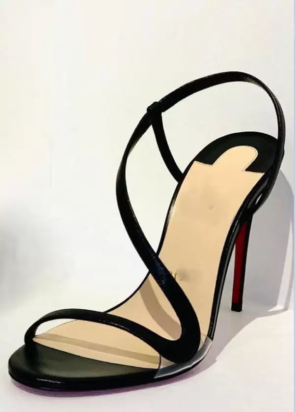 Luxurious Designer Summer Red Bottom Woman Rosalie Sandals Iridescent Leather Slingback Simple Straps Ladies Drill Nail Sandal Pumps With Box EU 35-