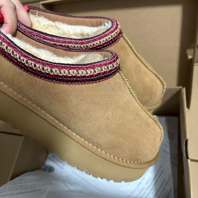 Designer Uggsman Tasman Boots For Women Fleece Lined Thickened Versatile Cowhide Sheepskin Integrated Cotton Slippers Thick Soled Casual Daily