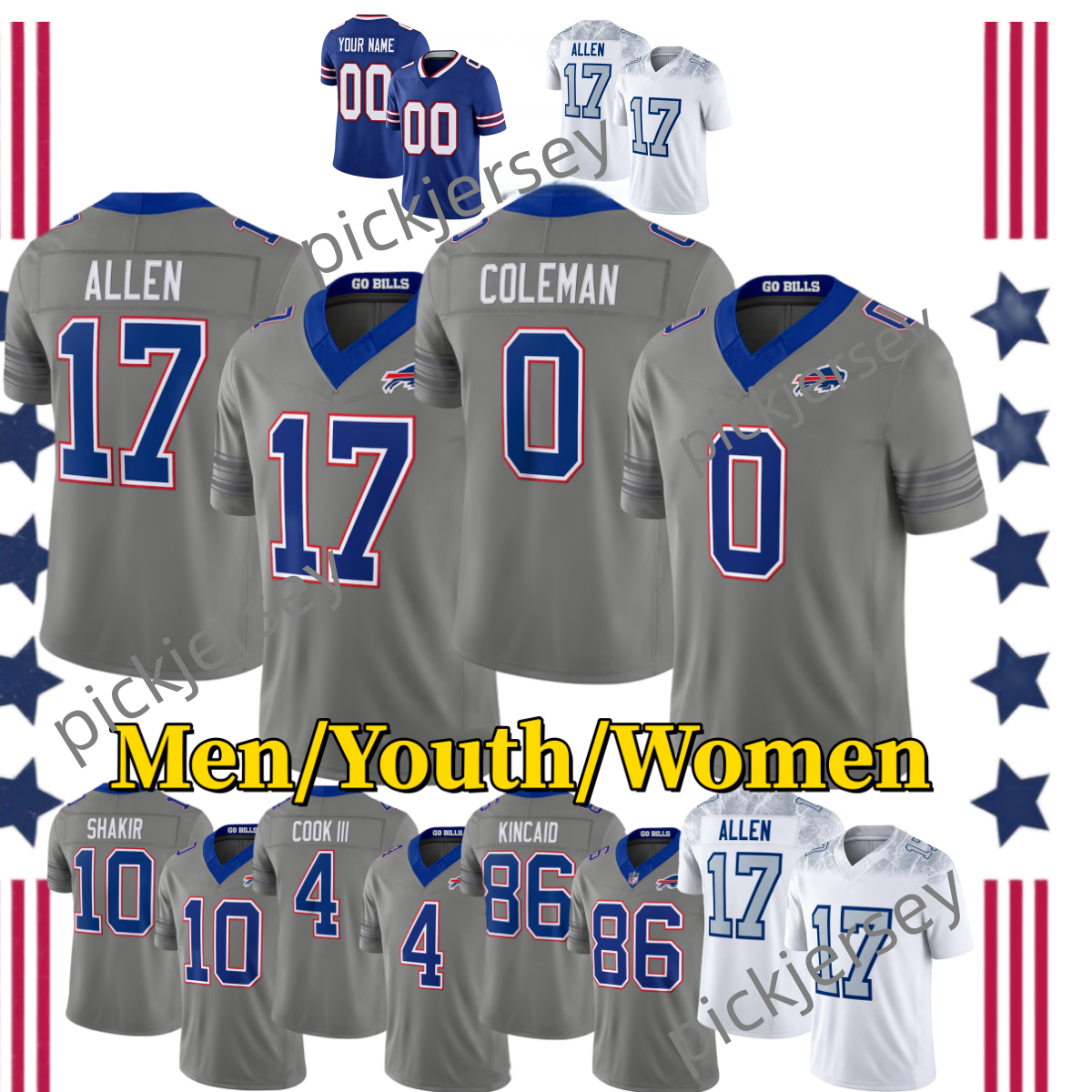 BuffaloS BillSS jersey Billsjersey Josh Allen DJ Moore Cole Bishop James Cook III Bradley Chubb TJ Parker Damar Hamlin Jim Kelly Ray Davis Billss 20