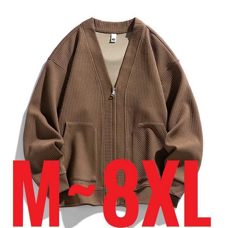 2026 New in Big Size Men's Cardigan Jacket Oversize Loose Sweater Coat Male Zip-up Korean Style Spring Green 6XL 8xl Large Plus S260918MPWQ