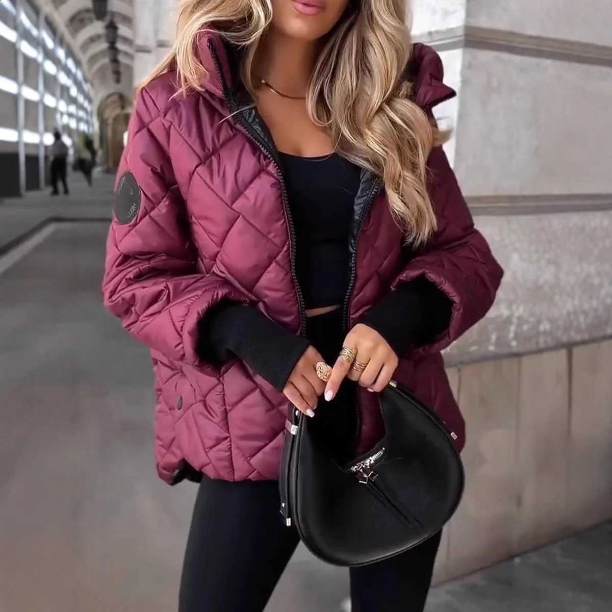 Pressed Casacas Winter Warm Plaid Loose Hooded Cotton Jacket For Women's Versatile Jacket Winter Jackets For Women 2025 H2609171