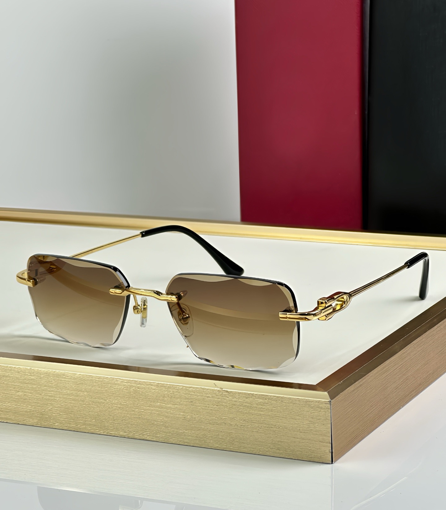 Diamond Cut Sunglasses for Men Women UV400 Protection Glasses Gold Metal Frameless Stylish Sun Shades Summer Sunnies Vacation Beach Streerwear