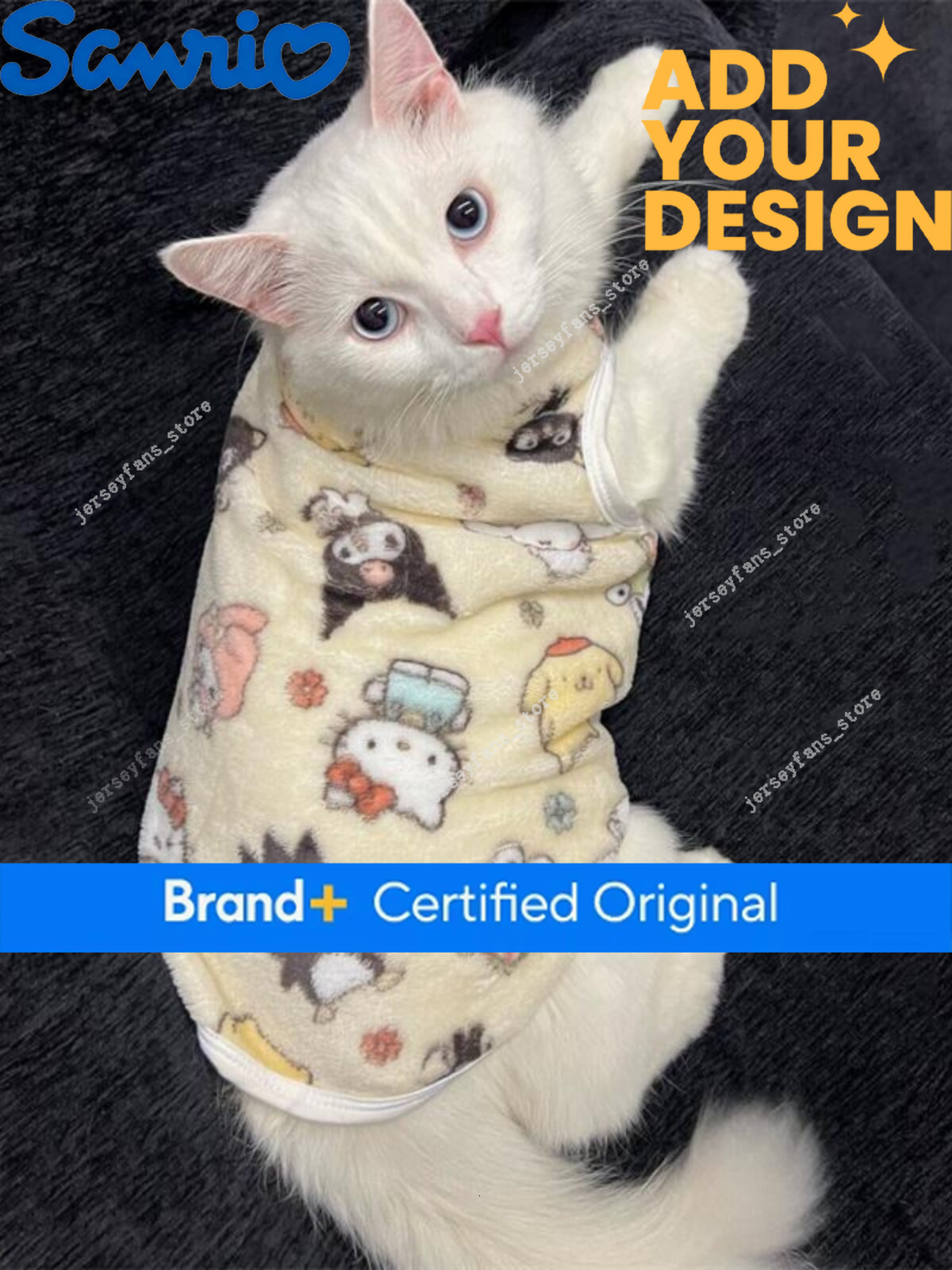 Sanrio Pet Cat Clothes for Autumn and Winter, Cute Cartoon Anti-Shedding, Non-Shedding, Thickened Flannel Vest, Anti-Freeze 61