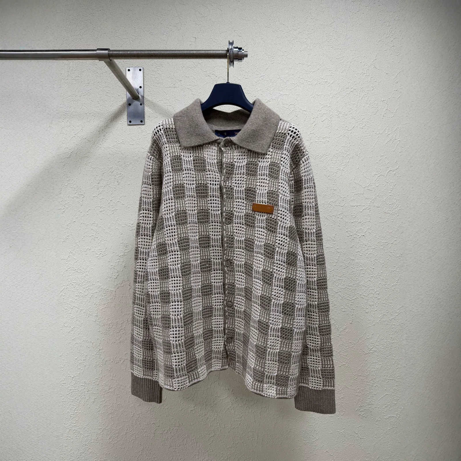 Men's Jackets designer 26 autumn and winter new tweed jacquard plaid lapel button long-sleeved sweater coat M9HI