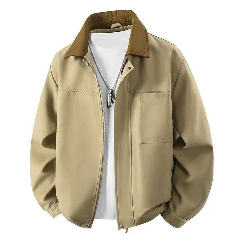 Spring 2026 plus Size Men's Jacket Trendy Brand Casual Outerwear Wool Blend Fabric Anti-Wrinkle Zipper Closure Outdoor Style S260918LTG7