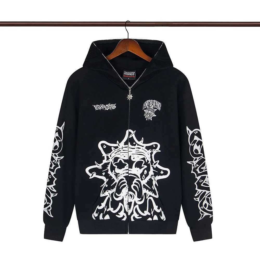 High Strt Graffiti Letter Print Terry Zipper Hooded Hoodies for Men and Women Cardigan Hip Hop Loose Cotton Sweatshirts Jacket Q260917