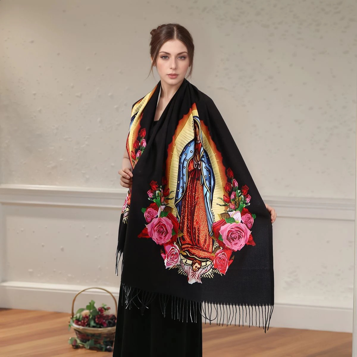 Customized Printed Virgin Mary Of Guadalupe Scarf Men Women Winter Fall Warm Scarves Mexico Catholic Saint Shawl Tassels Wrap 260917