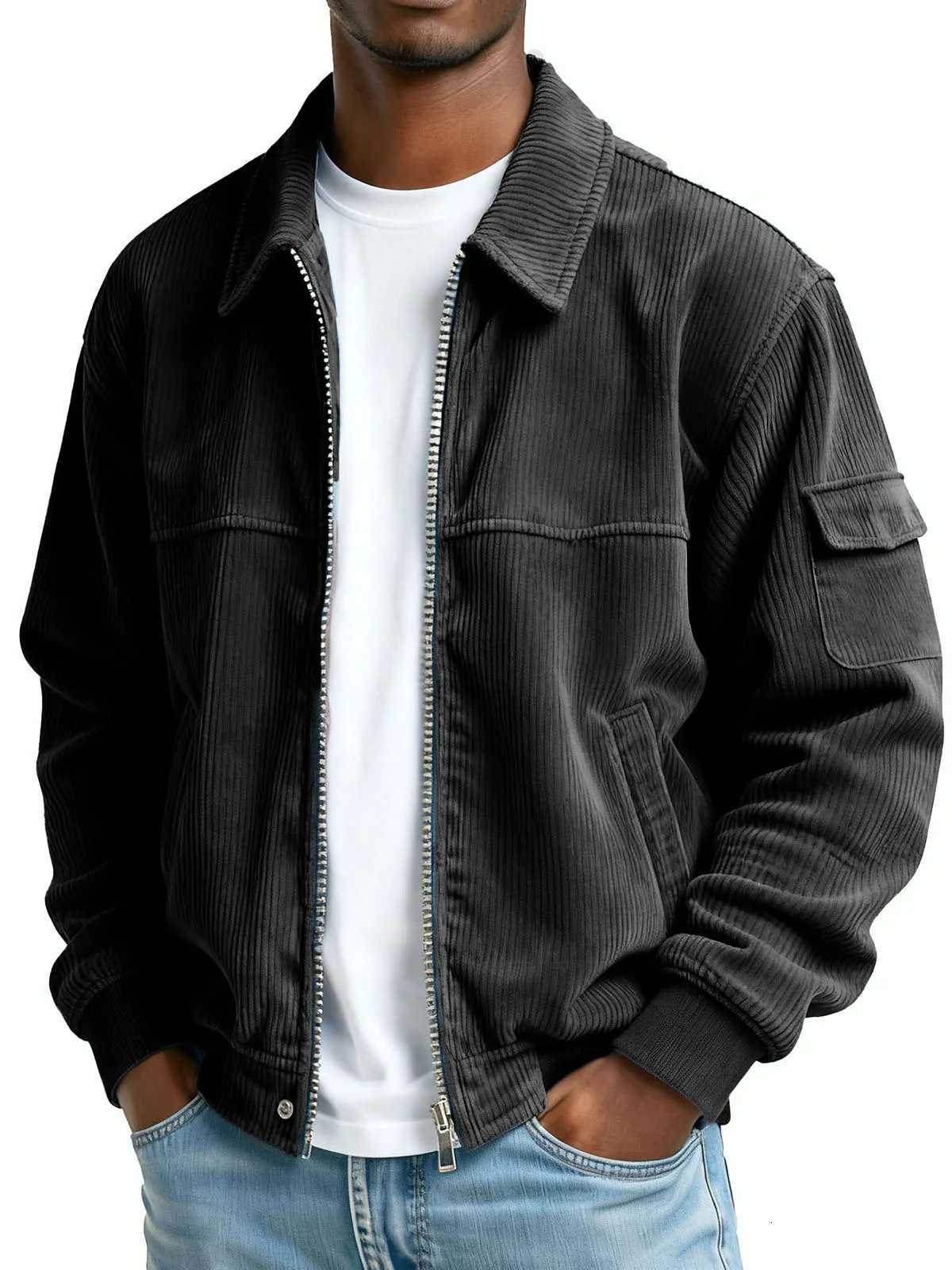 2025 Independent Station Autumn Winter New Men's Retro Corduroy Fashion Casual Long Sleeve Pocket Jacket Men