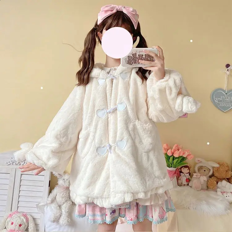 Lamb Wool Jacket Chaquetas Para Mujer Winter Clothes Women Lolita Fairy Japanese Kawaii Cuteore Fur Fleece Coat Capes Ponchos 260917