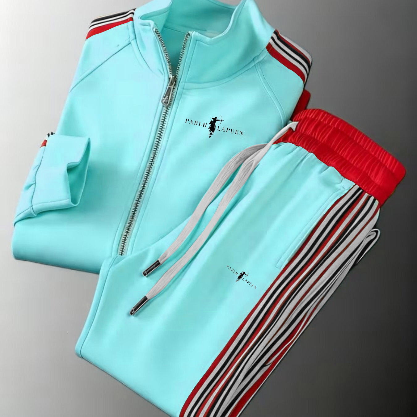 Vintage Brand Designer Luxury European American Zip-Up Jacket And Pants With Digital Printing, Foreign Trade Hot-Selling Men's Clothing Set Clo