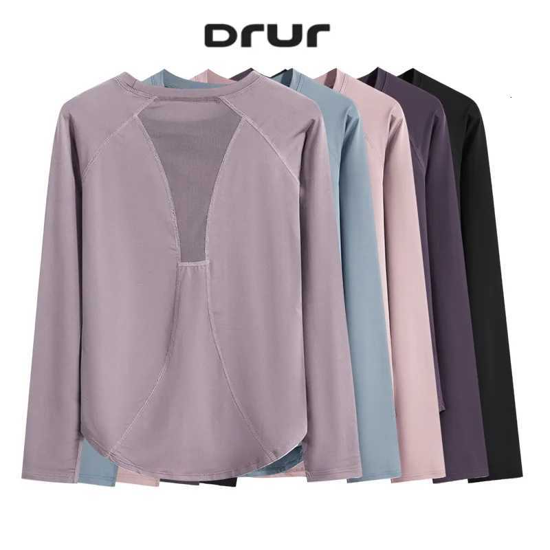 DRUR Long Sleeve Gym Top Women Breathable Quick Dry Workout Tshirt Loose Fit Running Tee Yoga Clothing Sportswear Activewear New Q260917