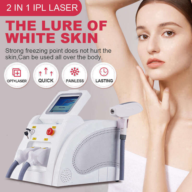 Portable Nd Yag Tattoo Removal Eyebrow Washing Device With Laser IPL Hair Remove 2 In 1 Painless Safe Hair Removal Skin Rejuvenation Whitening Machi