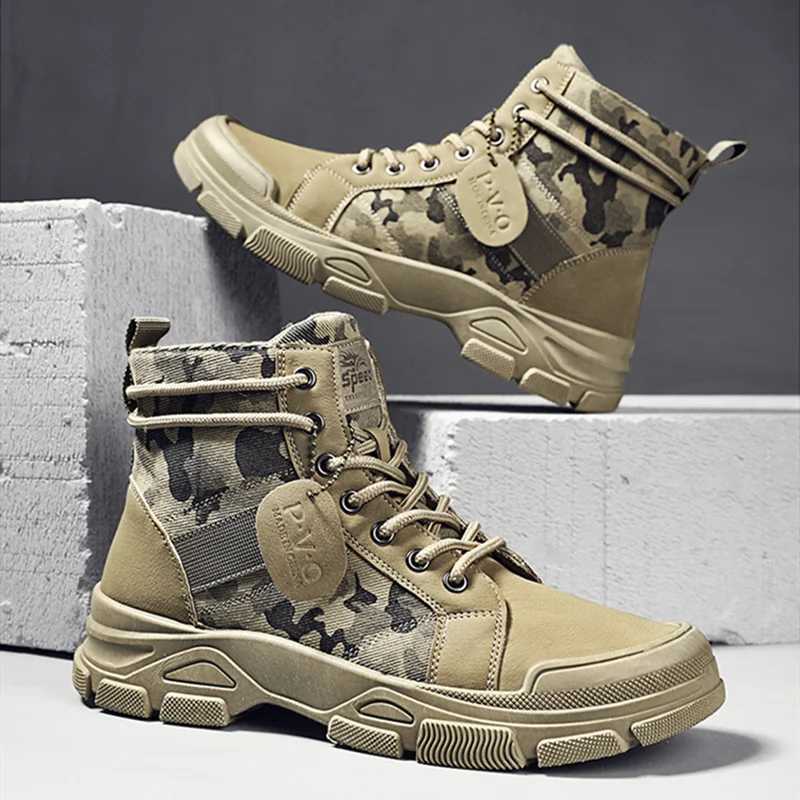 Military Boots Men Women Camouflage Khaki Black High-top Industrial Anti Skid Tactic Mechanic Work Climb Sports Sneaker Q260916