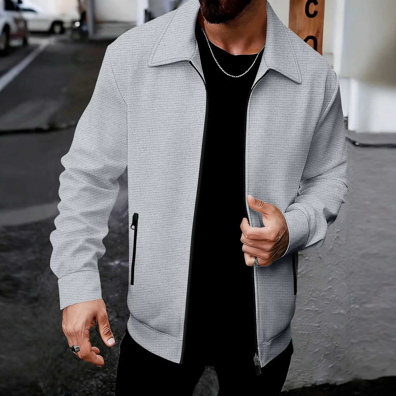 Casual Men's Jacket Outerwear Wafflar Pocket Zipper Shirt Four Seasons New Style Fashionable Polyester Fiber Clothing S260918QZCJ