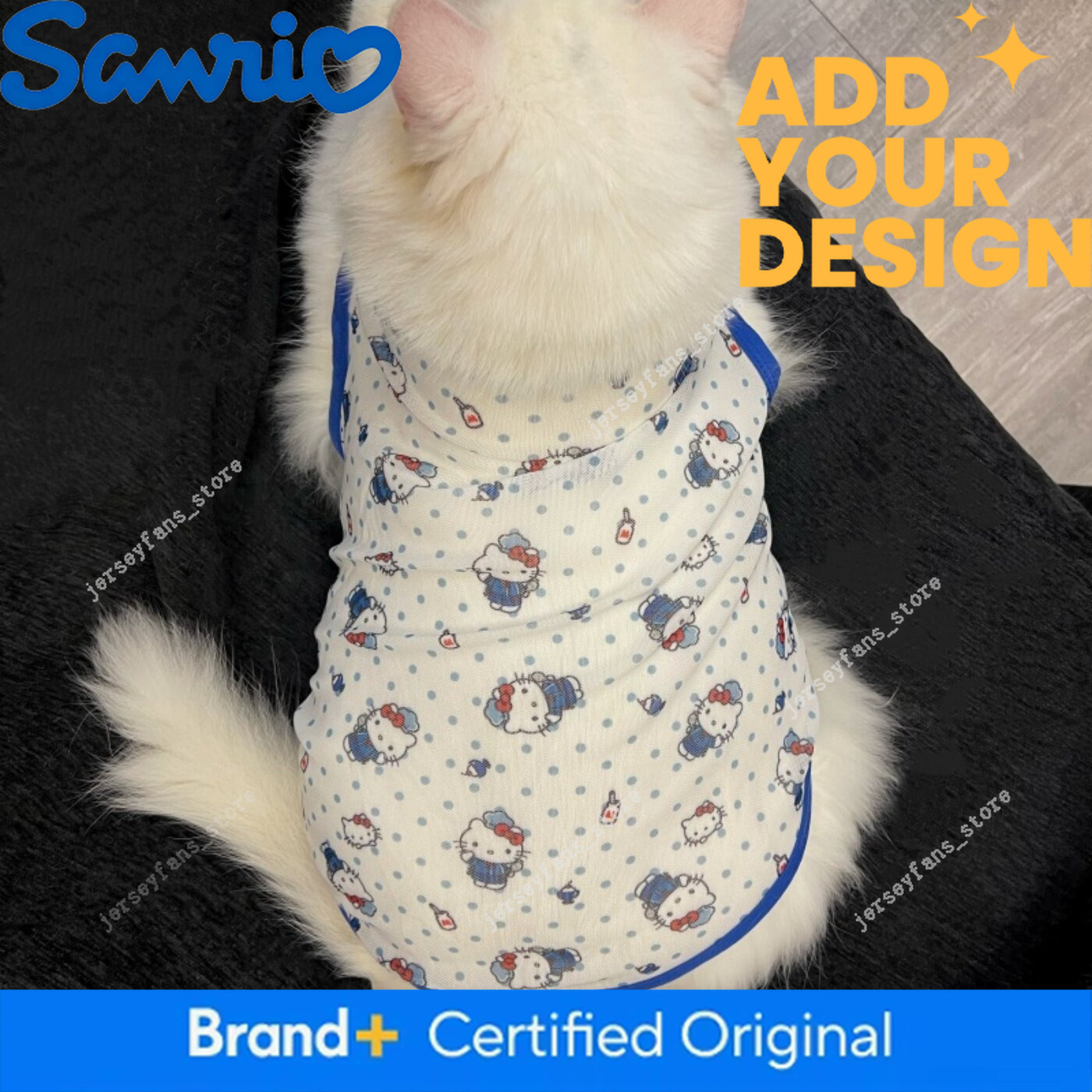 Mesh fabric cartoon pattern pet cat clothing, thin breathable sleeveless vest style for spring summer, anti-shedding and lightweight 0e
