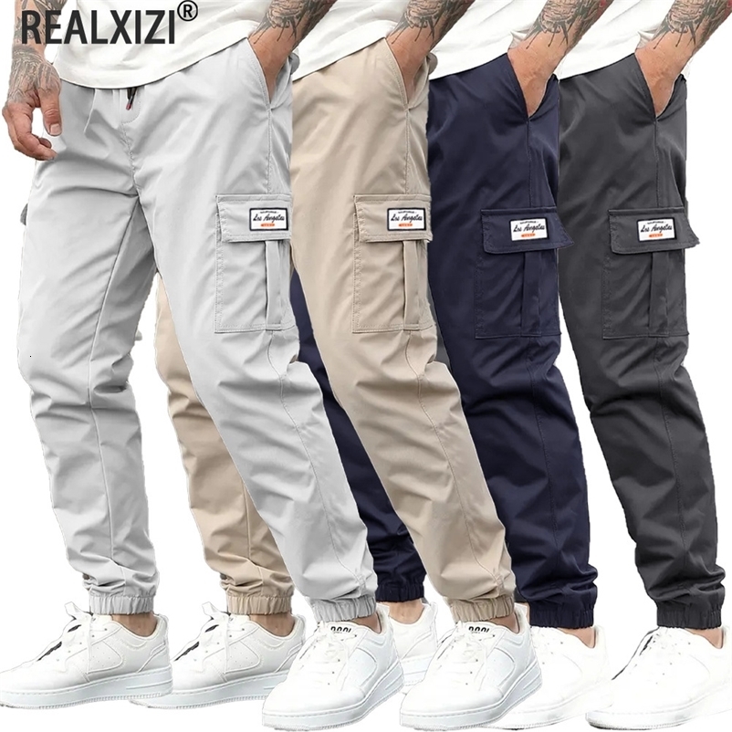 Spring Men's Casual Cargo Pants Men Outdoor Jogging Elastic Waist Drawstring Sweatpants Loose Overalls Trousers Clothing 260917
