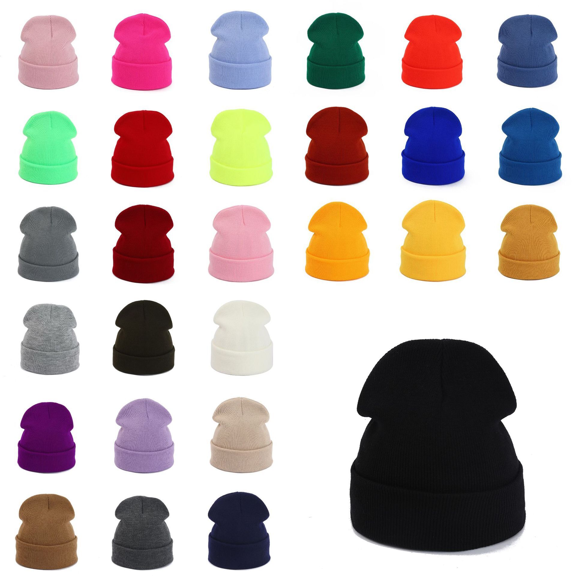 Acrylic yarn cap, autumn and winter knitted pullover cap, candy colored flat knitted cap, a must-have for men and women in autumn and winter, availa