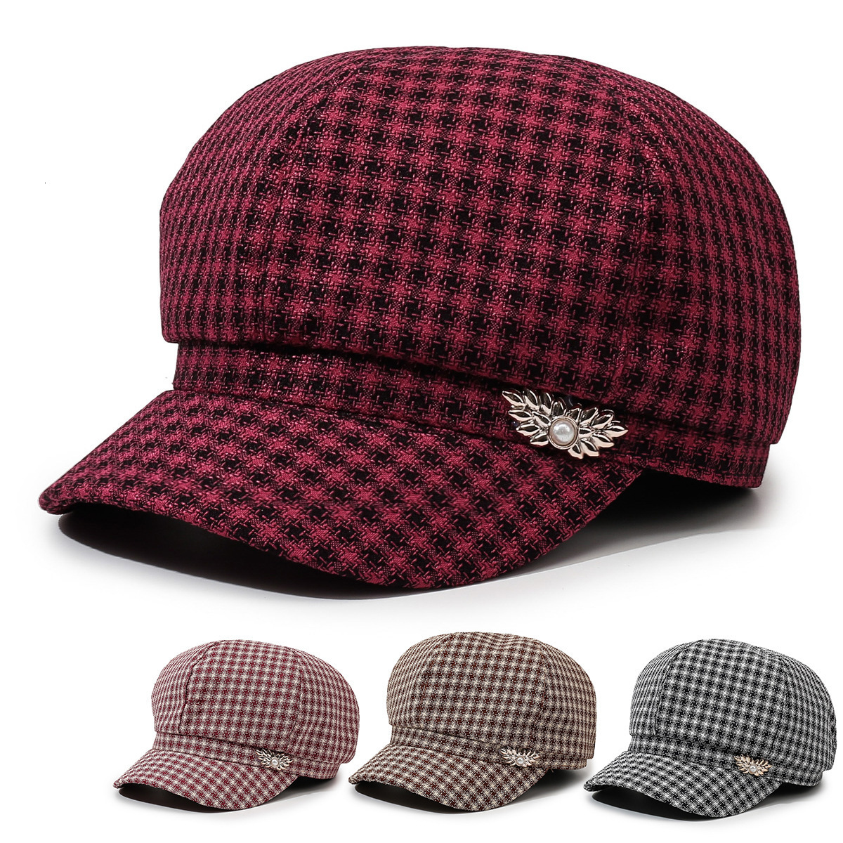 Luxury Cap Brand Designer Hat Mother's Duckbill Cap, Casual Middle-Aged Elderly Women, Ladies' For Grandma, Spring And Autumn Checkered Fa