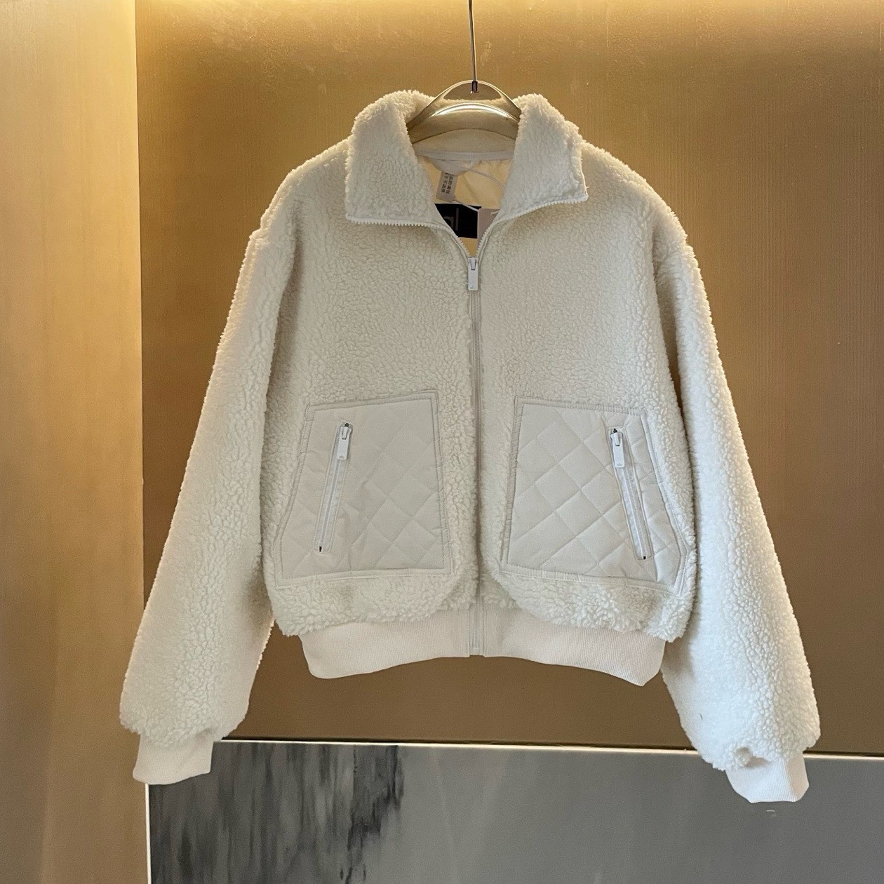 Autumn Winter Designer Coat Brown Lamb Wool Hooded Short Coats Warm Stand Collar Zip Jacket Sporty Casual Men 1/4 Quarter Zip Sets dh1633